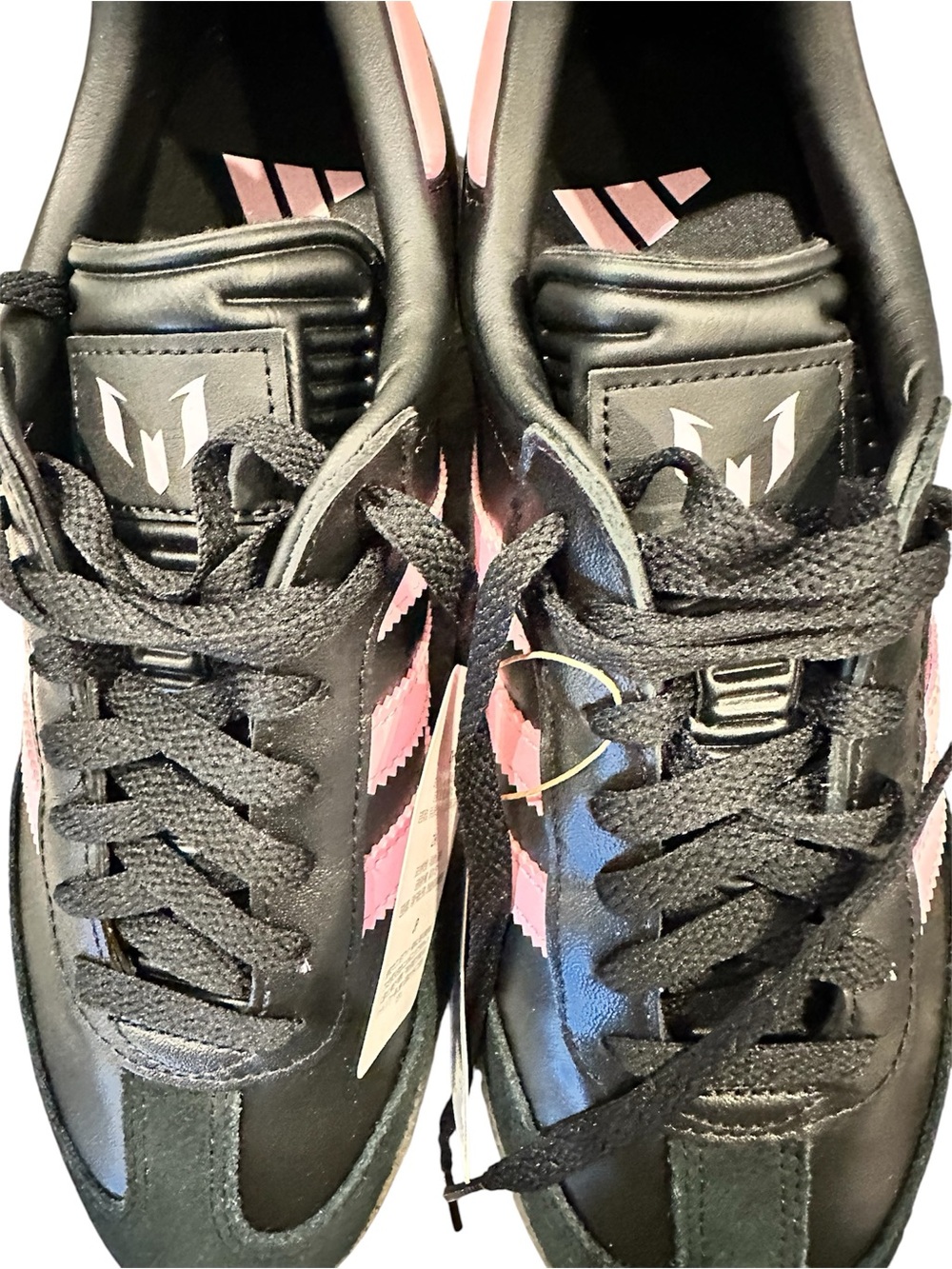 adidas Black & Pink Leather Samba Messi Sneakers Womens 10.5 Men 9 NWT - Picture 4 of 12